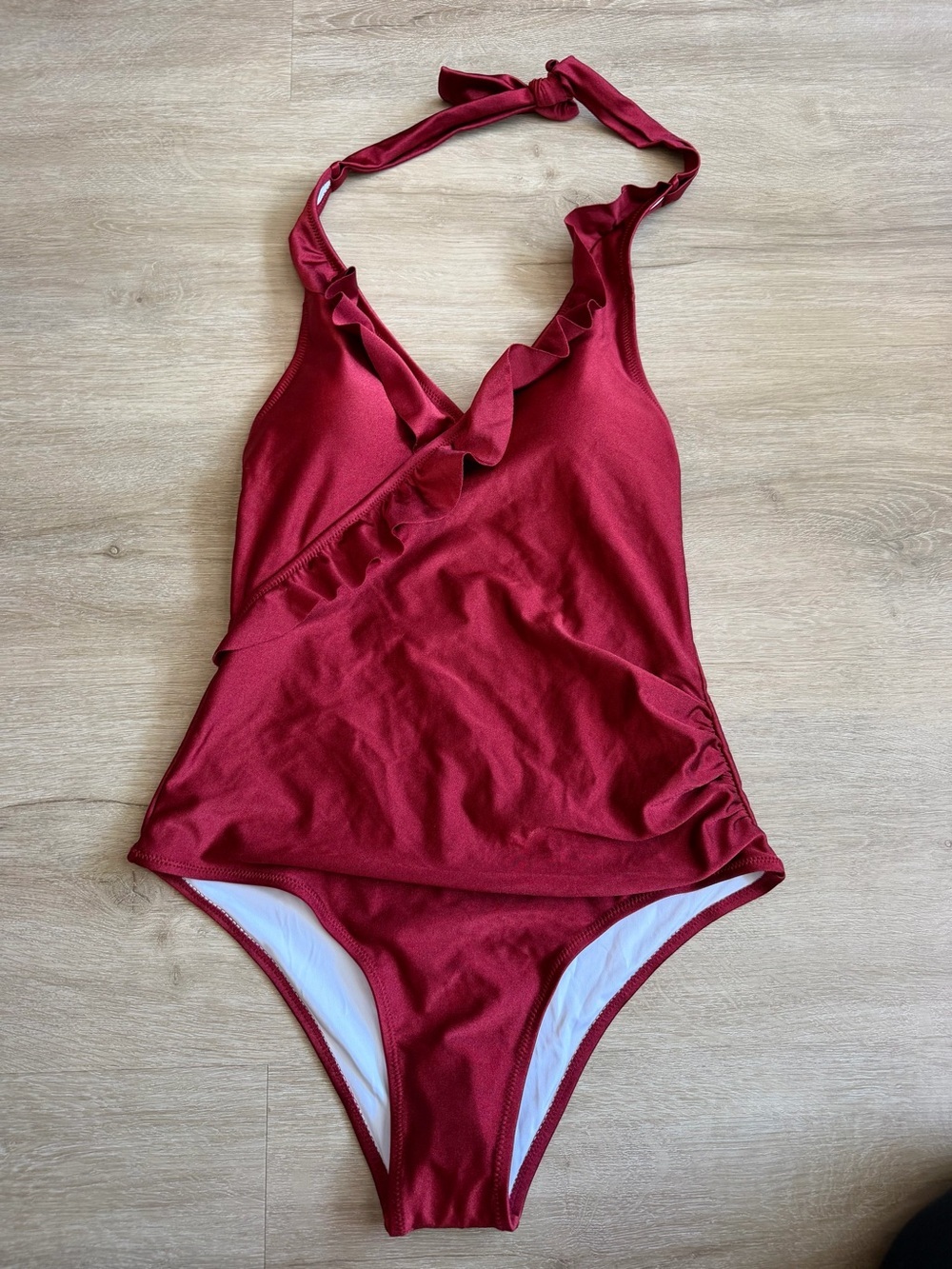 Cupshe ruffle one piece swimsuit Dark Red SZ L NWT